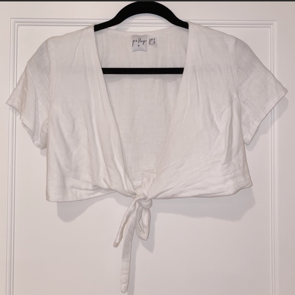 Princess Polly white cropped tie top